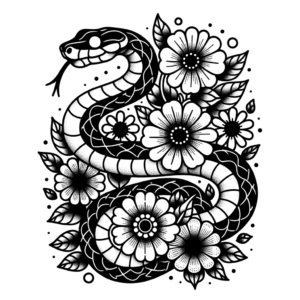 Flash Style Snake With Flowers