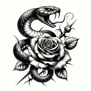 Flash Style Snake With Roses