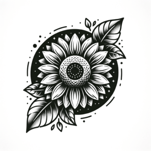 Flash Style Sunflower With Leaves