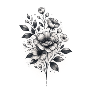 Flower Bouquet In Watercolor Lines