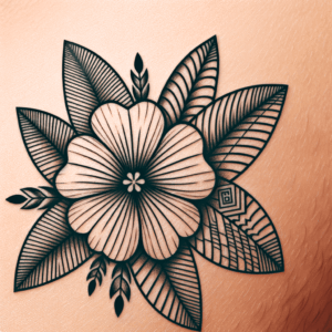 Flower In Polynesian Lines