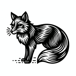 Fox Depicted In A Black And Grey Tattoo