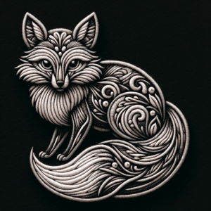 Fox Depicted In An Embroidery Tattoo