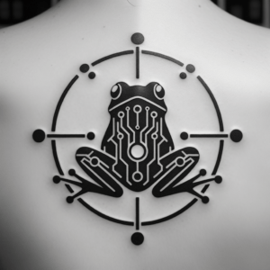 Frog Depicted In A Cyber Sigilism Tattoo