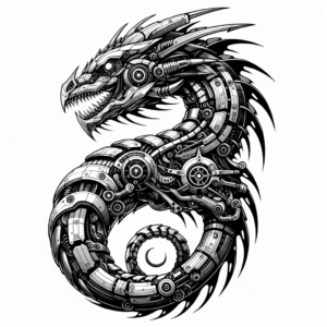 Futuristic Biomechanical Dragon Tattoo