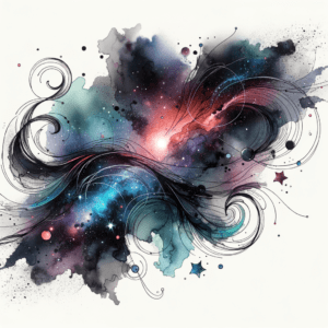 Galaxy In Watercolor Lines