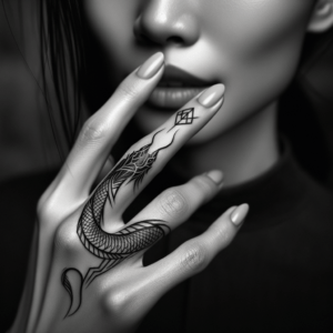 Geometric Dragon On The Index Finger