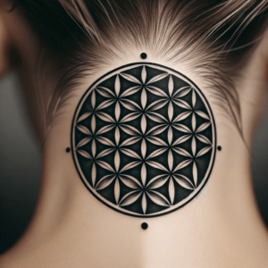 Geometric Flower Of Life On The Scalp