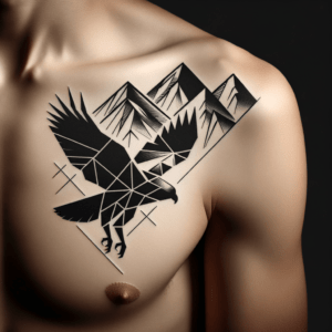 Geometric Hawk With Mountain