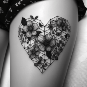 Geometric Heart With Flowers