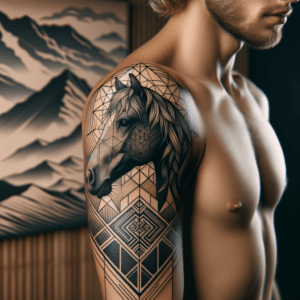 Geometric Horse With Mountains