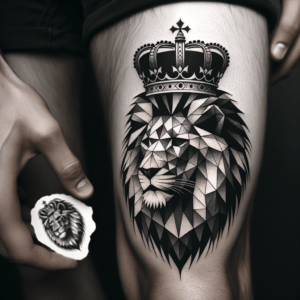 Geometric Lion With Crown