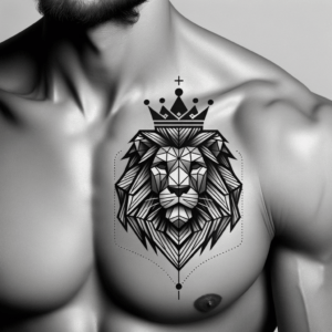 Geometric Lion With Crown