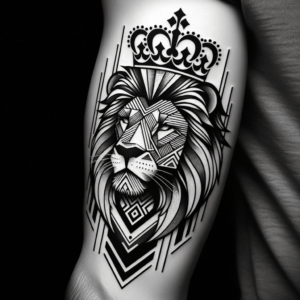 Geometric Lion With Crown