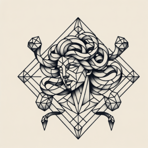 Geometric Medusa With Diamond Shapes