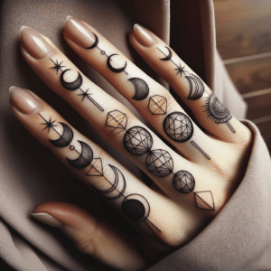 Geometric Moon Phases On The Fingers