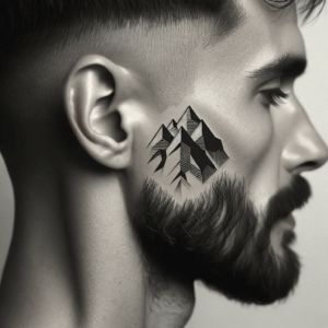 Geometric Mountain Range On The Side Of The Head