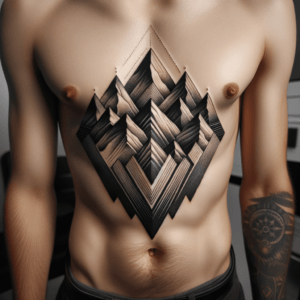 Geometric Mountain Range With Peaks And Shadows