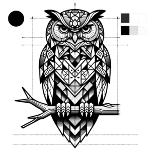 Geometric Owl With Branches