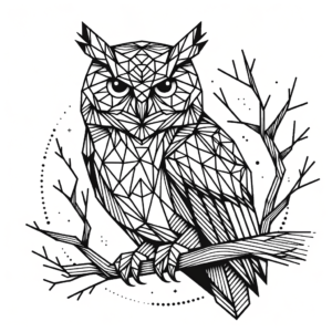 Geometric Owl With Branches