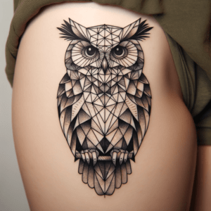 Geometric Owl With Layered Feathers
