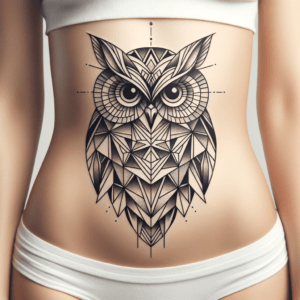 Geometric Owl With Sharp Angles And Symmetrical Patterns