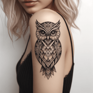 Geometric Owl With Symmetrical Patterns