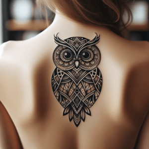 Geometric Owl With Symmetrical Patterns