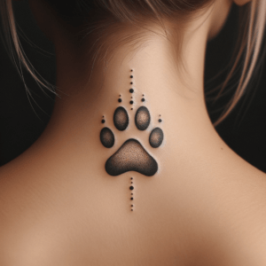 Geometric Paw Print With Dots