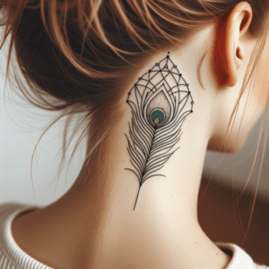 Geometric Peacock Feather On The Scalp