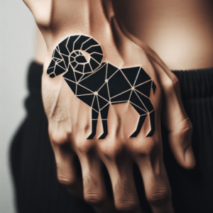 Geometric Ram On The Back Of The Hand