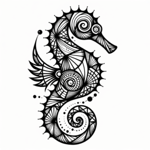 Geometric Seahorse With Swirls