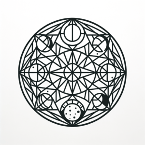 Geometric Shapes In A Circle Tattoo Style