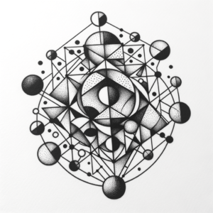 Geometric Shapes In Dotwork Lines