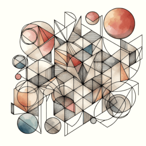 Geometric Shapes In Watercolor Lines