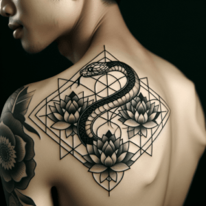 Geometric Snake With Flowers