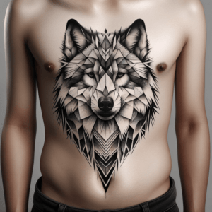 Geometric Wolf With Sharp Angles And Detailed Fur