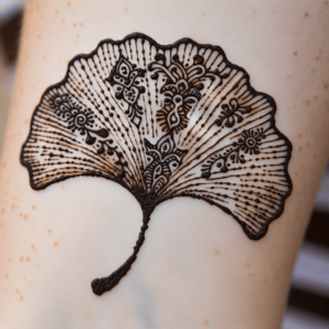 Ginkgo Leaf Depicted In A Henna Tattoo