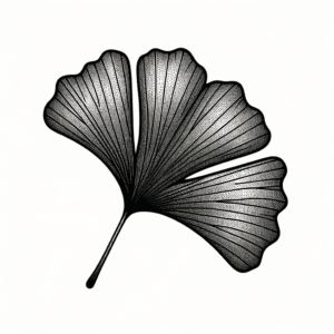 Ginkgo Leaf In A Dotwork Tattoo Style
