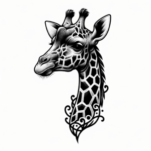 Giraffe In 3D Tattoo Style