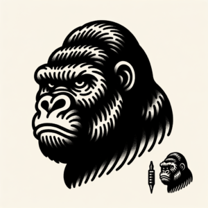 Gorilla In An American Traditional Tattoo Style