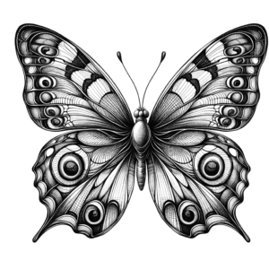 Graceful Butterfly Drawn In Fine Lines