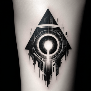 Halo Depicted In A Cyber Sigilism Tattoo