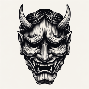Hannya Mask In Japanese Lines