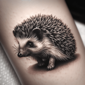 Hedgehog Depicted In A Realism Tattoo