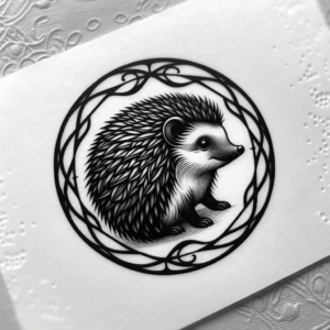 Hedgehog In A Circle Tattoo Style