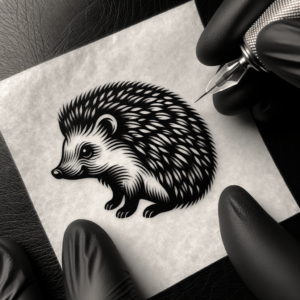 Hedgehog In Blackwork Tattoo Style