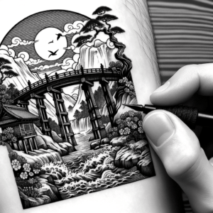 Hiroshige Print In Japanese Tattoo Style