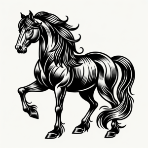Horse In American Traditional Lines