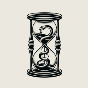 Hourglass Intertwined With A Snake In Traditional Style